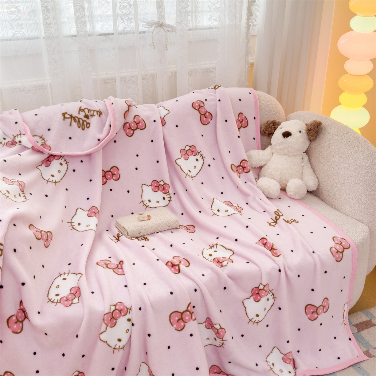 91家纺网 家纺一手货源 找家纺 花满路 2025新款亲肤舒适三丽鸥儿童毯毛毯毯子 点点kt