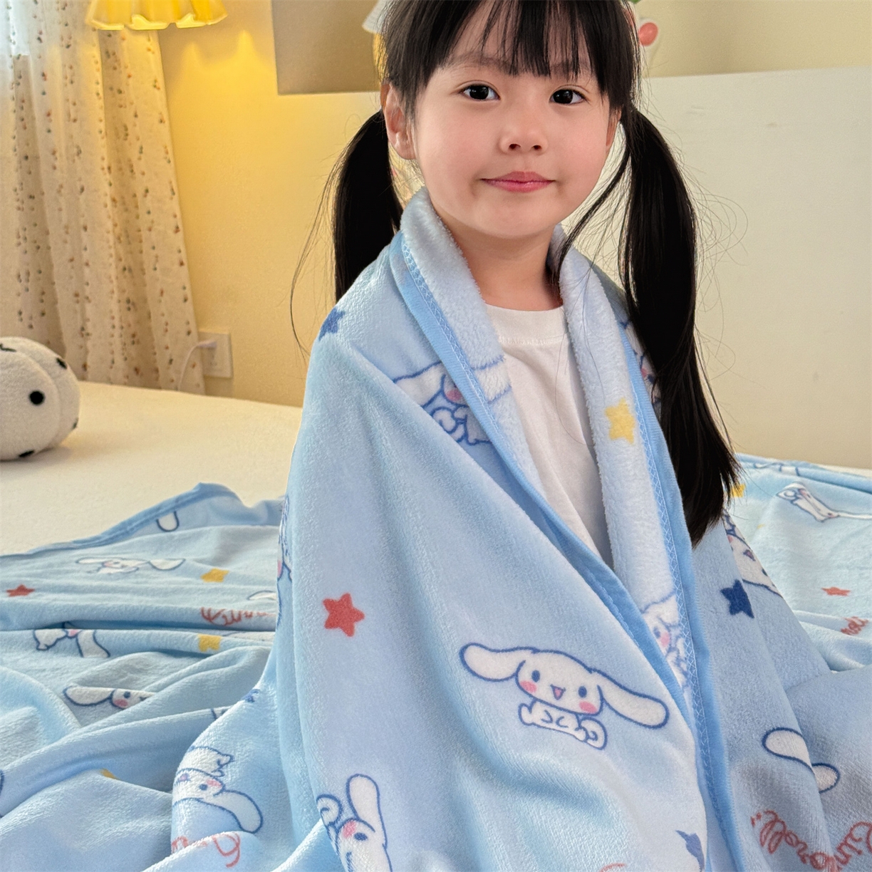 91家纺网 家纺一手货源 找家纺 花满路 2025新款亲肤舒适三丽鸥儿童毯毛毯毯子 乖巧玉桂狗