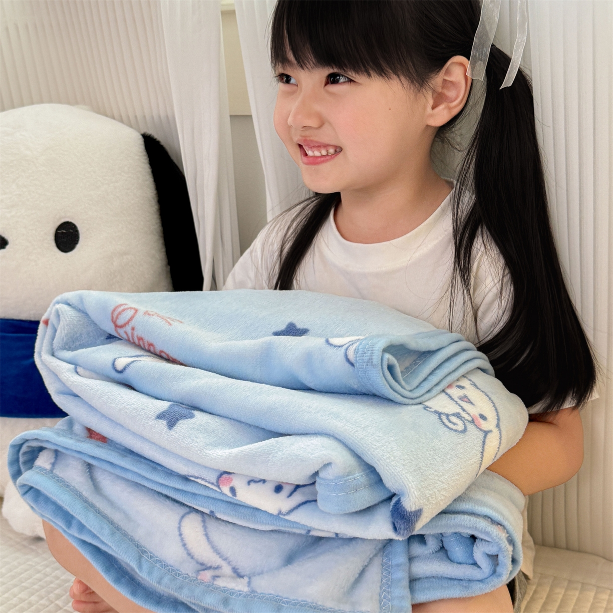 91家纺网 家纺一手货源 找家纺 花满路 2025新款亲肤舒适三丽鸥儿童毯毛毯毯子 乖巧玉桂狗