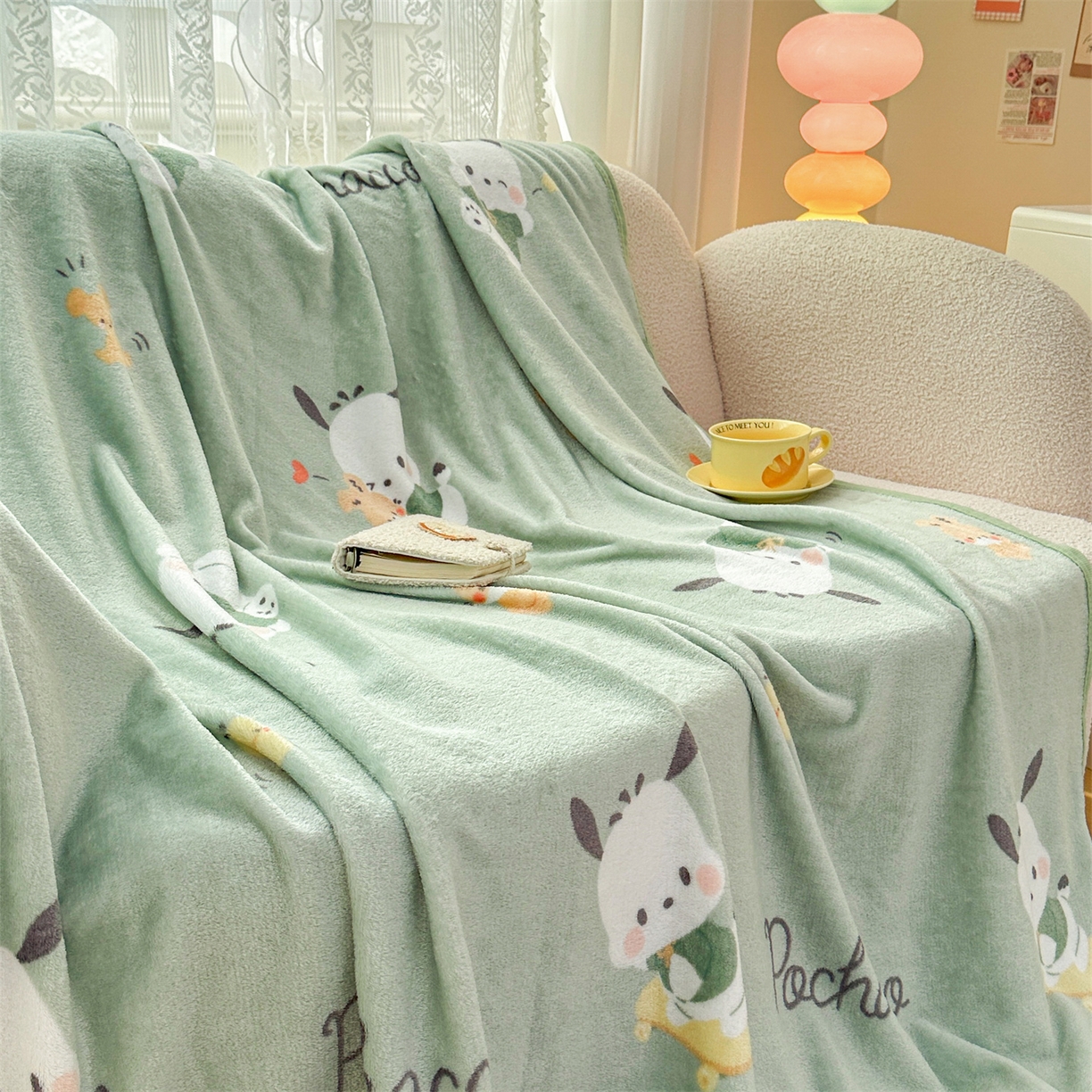 91家纺网 家纺一手货源 找家纺 花满路 2025新款亲肤舒适三丽鸥儿童毯毛毯毯子 滑板卡帕狗