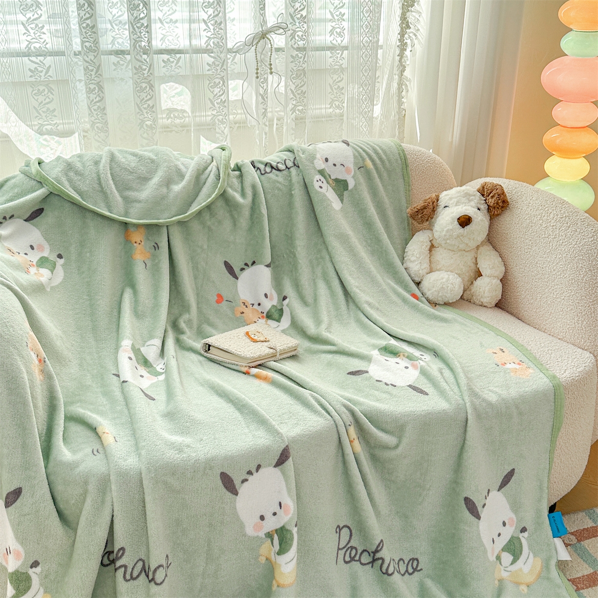 91家纺网 家纺一手货源 找家纺 花满路 2025新款亲肤舒适三丽鸥儿童毯毛毯毯子 滑板卡帕狗