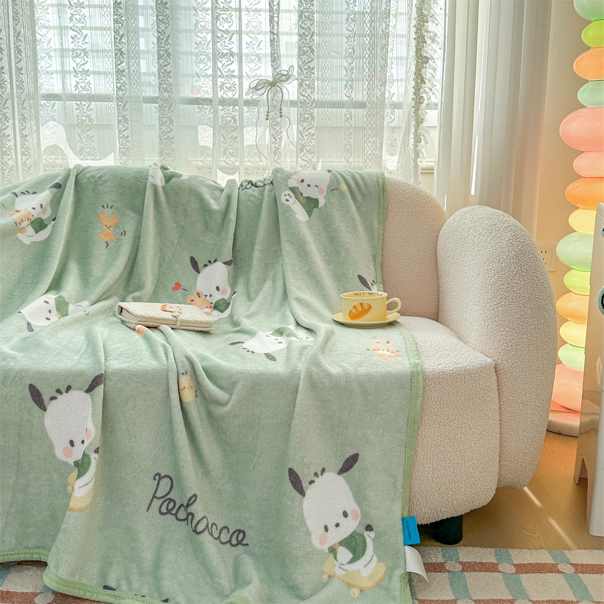 91家纺网 家纺一手货源 找家纺 花满路 2025新款亲肤舒适三丽鸥儿童毯毛毯毯子 滑板卡帕狗