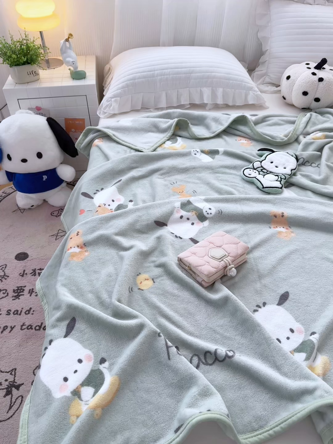 91家纺网 家纺一手货源 找家纺 花满路 2025新款亲肤舒适三丽鸥儿童毯毛毯毯子 滑板卡帕狗