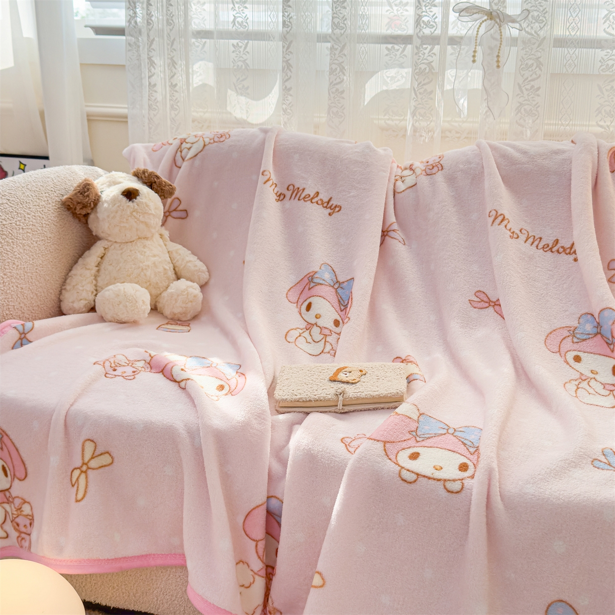 91家纺网 家纺一手货源 找家纺 花满路 2025新款亲肤舒适三丽鸥儿童毯毛毯毯子 可爱美乐蒂