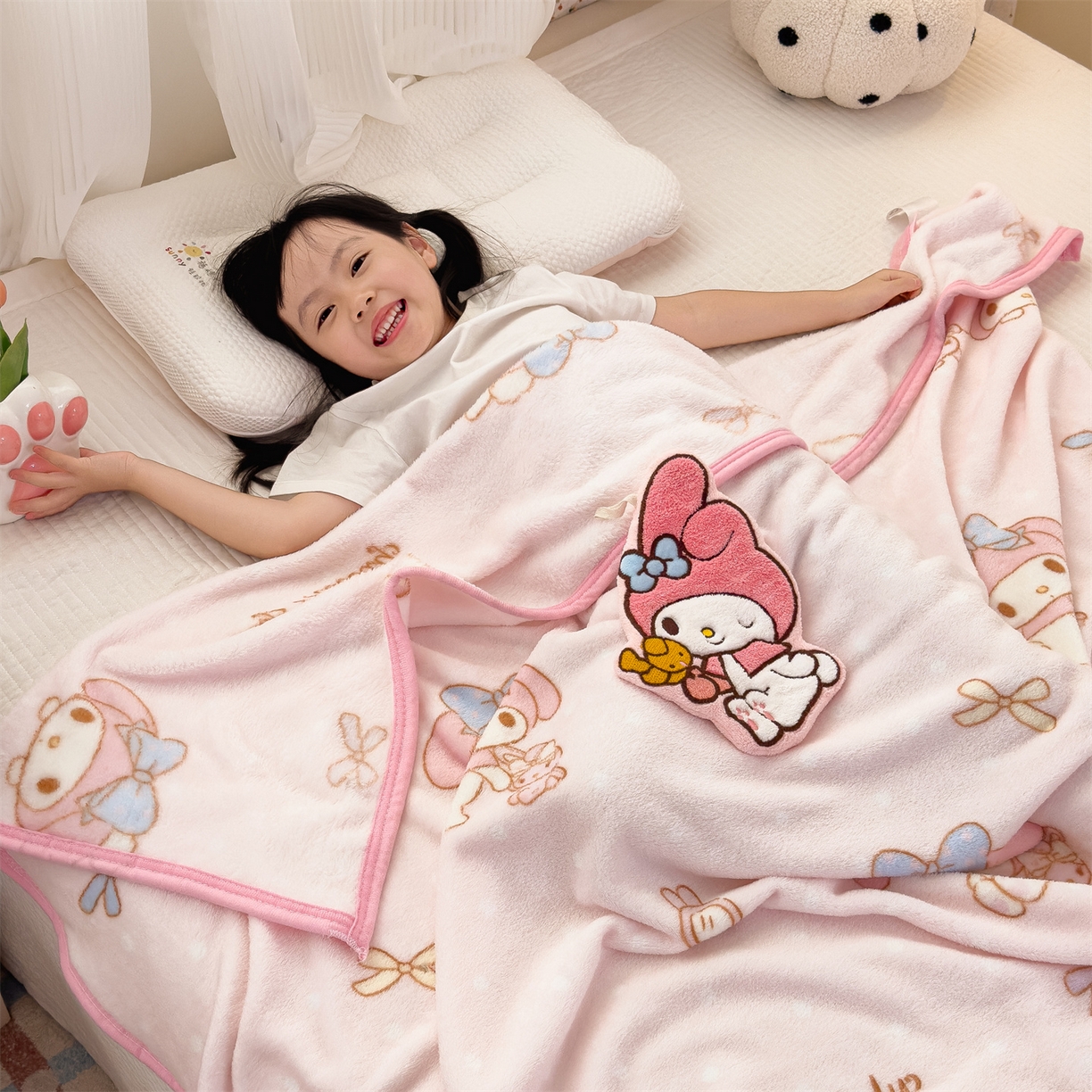 花满路 2025新款亲肤舒适三丽鸥儿童毯毛毯毯子 可爱美乐蒂