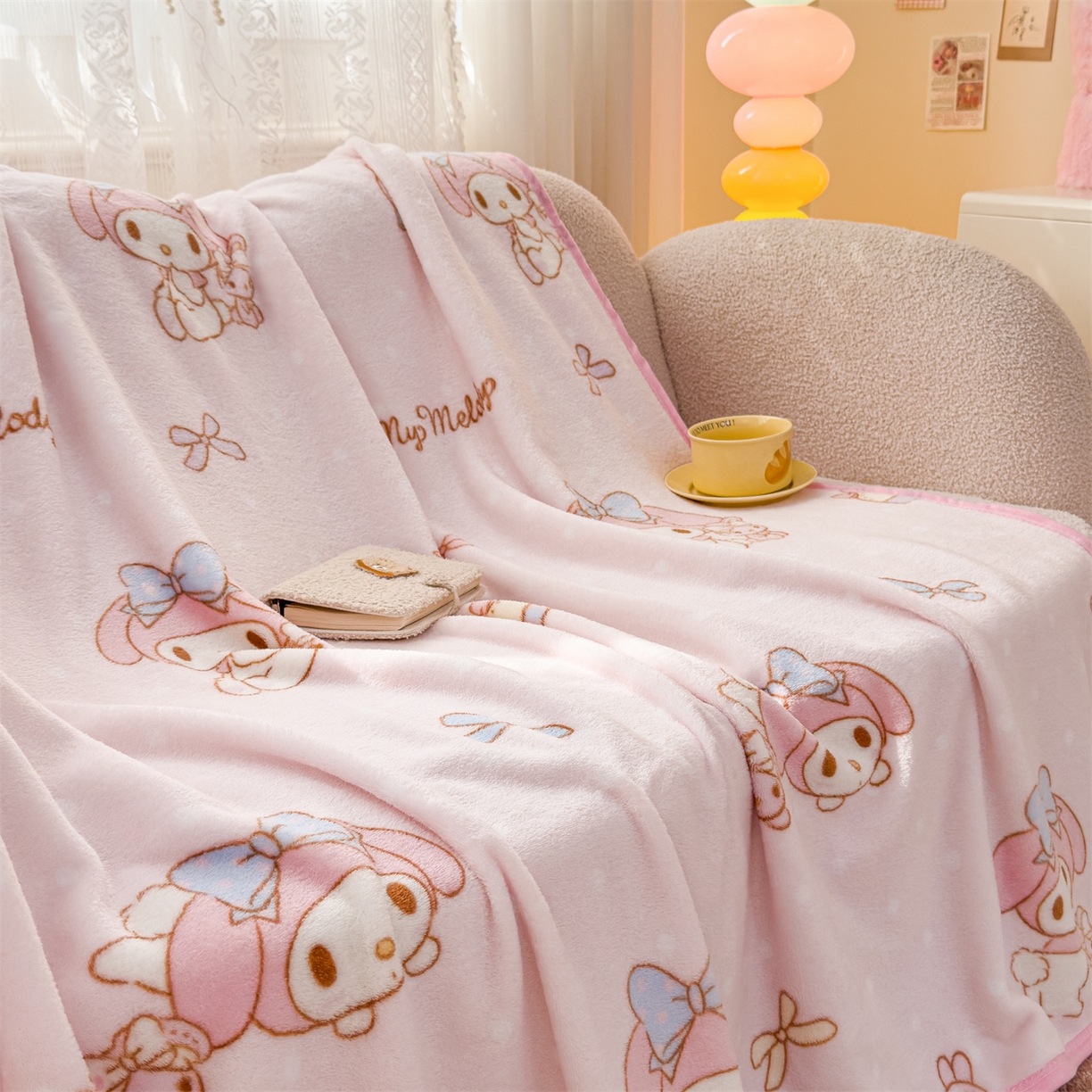 91家纺网 家纺一手货源 找家纺 花满路 2025新款亲肤舒适三丽鸥儿童毯毛毯毯子 可爱美乐蒂