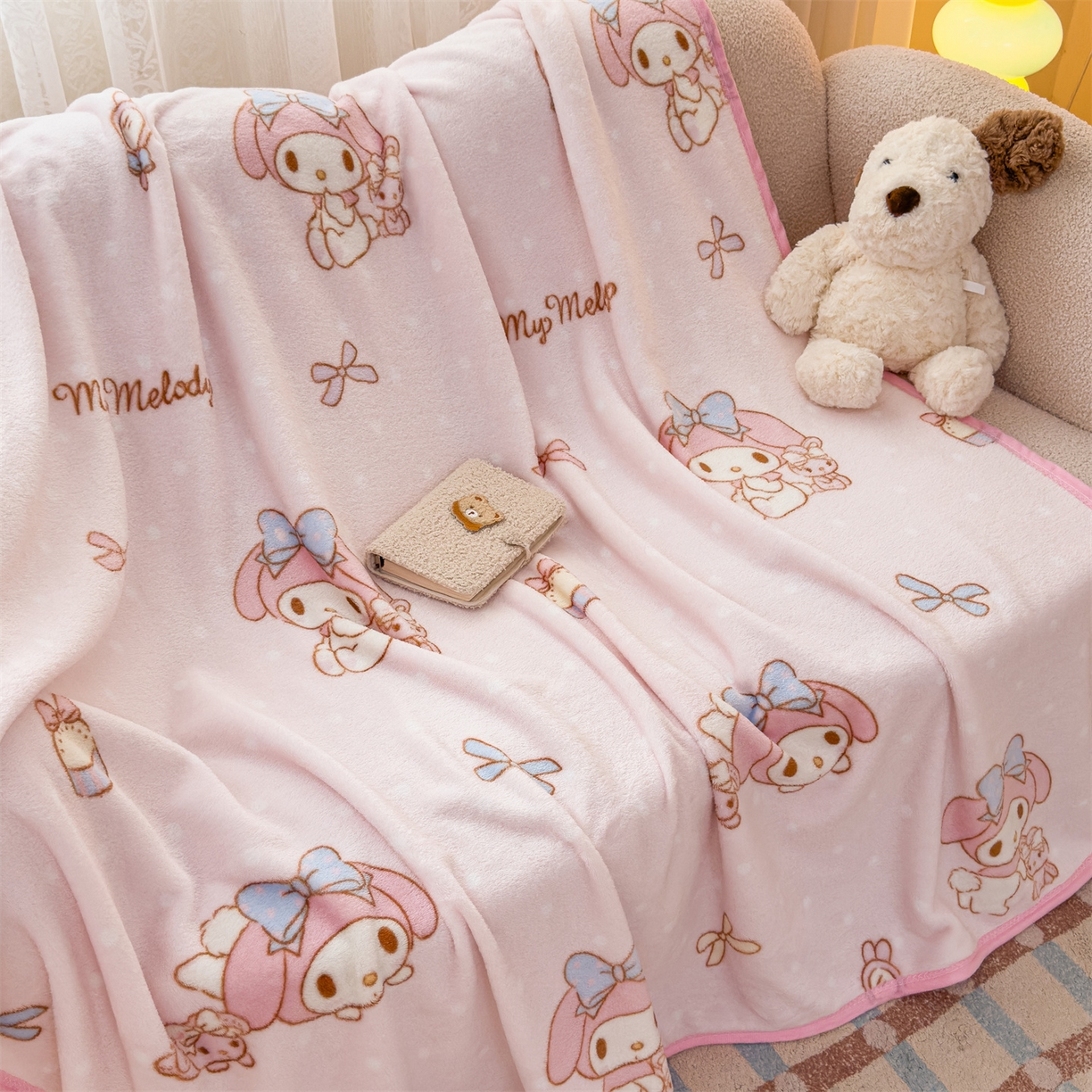 91家纺网 家纺一手货源 找家纺 花满路 2025新款亲肤舒适三丽鸥儿童毯毛毯毯子 可爱美乐蒂