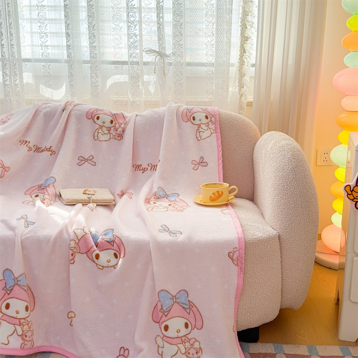 91家纺网 家纺一手货源 找家纺 花满路 2025新款亲肤舒适三丽鸥儿童毯毛毯毯子 可爱美乐蒂