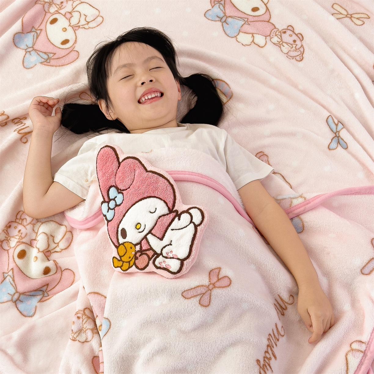 91家纺网 家纺一手货源 找家纺 花满路 2025新款亲肤舒适三丽鸥儿童毯毛毯毯子 可爱美乐蒂