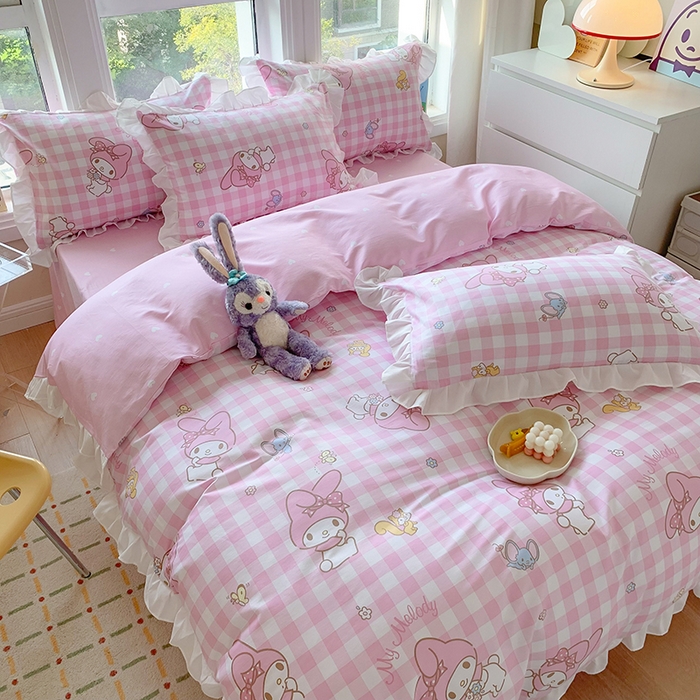 91家纺网 家纺一手货源 找家纺 （总）玉元坊2025新款三丽鸥系列 全棉床单纯棉床裙三四件套 