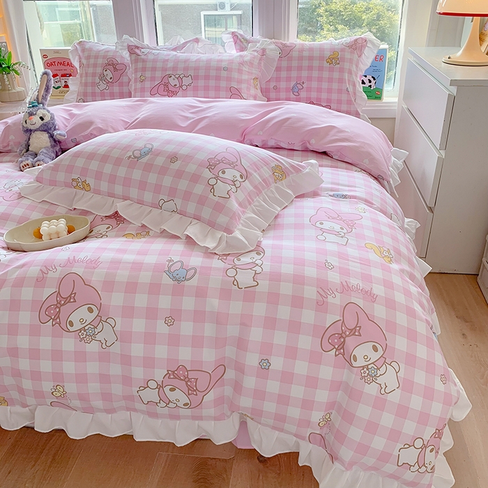 91家纺网 家纺一手货源 找家纺 （总）玉元坊2025新款三丽鸥系列 全棉床单纯棉床裙三四件套 