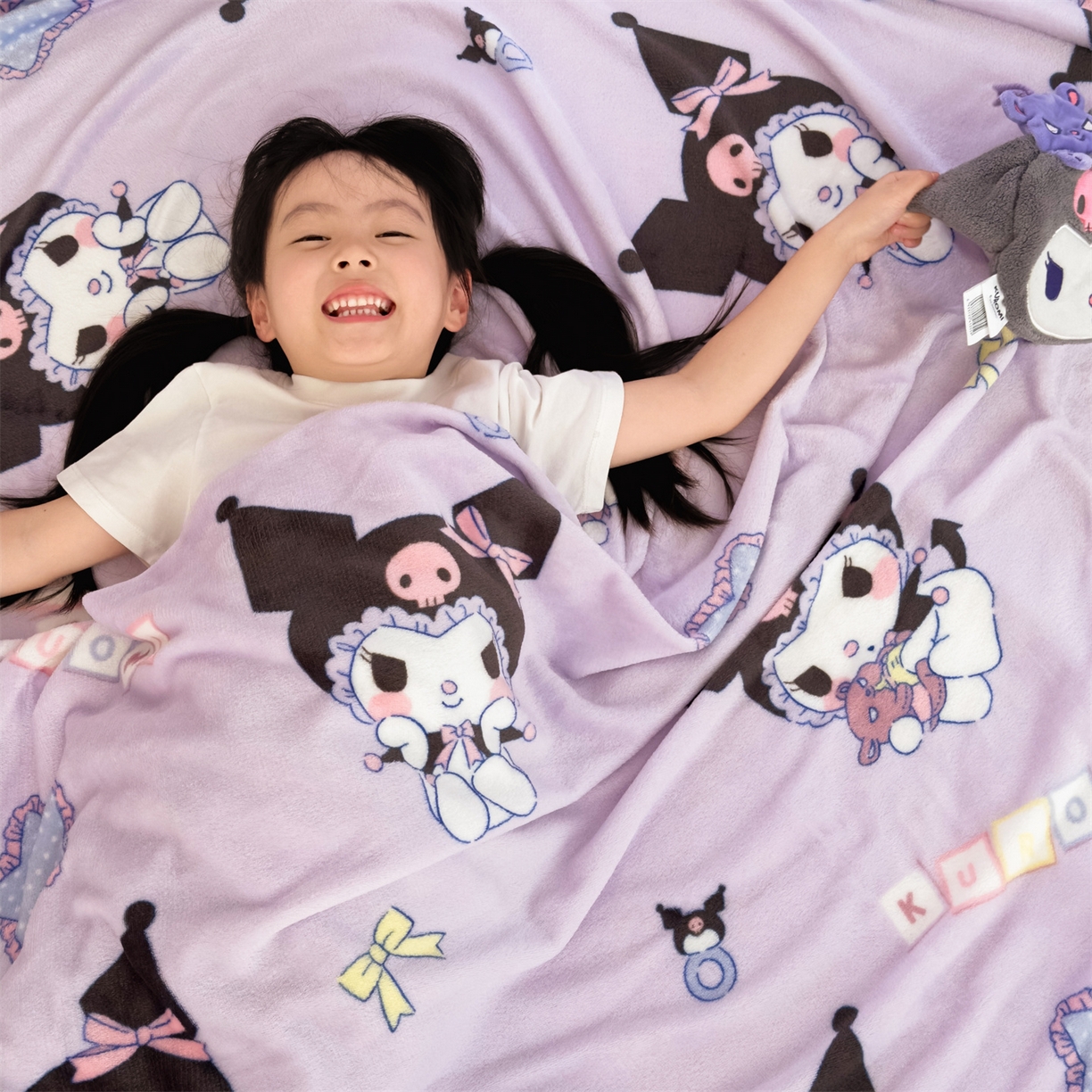 91家纺网 家纺一手货源 找家纺 花满路 2025新款亲肤舒适三丽鸥儿童毯毛毯毯子 酷酷库洛米