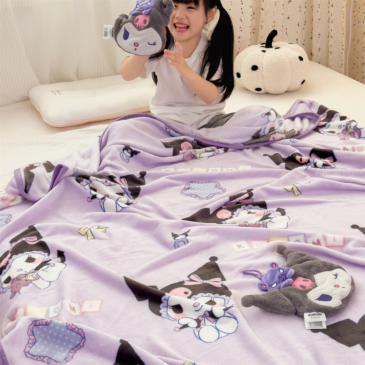 91家纺网 家纺一手货源 找家纺 花满路 2025新款亲肤舒适三丽鸥儿童毯毛毯毯子 酷酷库洛米