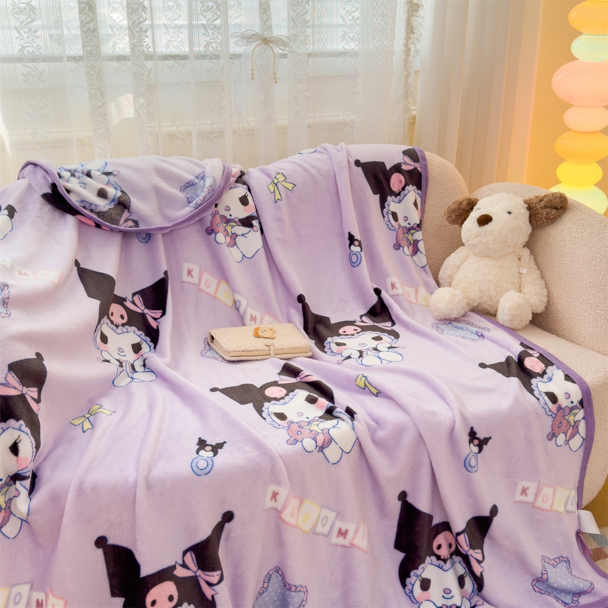 91家纺网 家纺一手货源 找家纺 花满路 2025新款亲肤舒适三丽鸥儿童毯毛毯毯子 酷酷库洛米