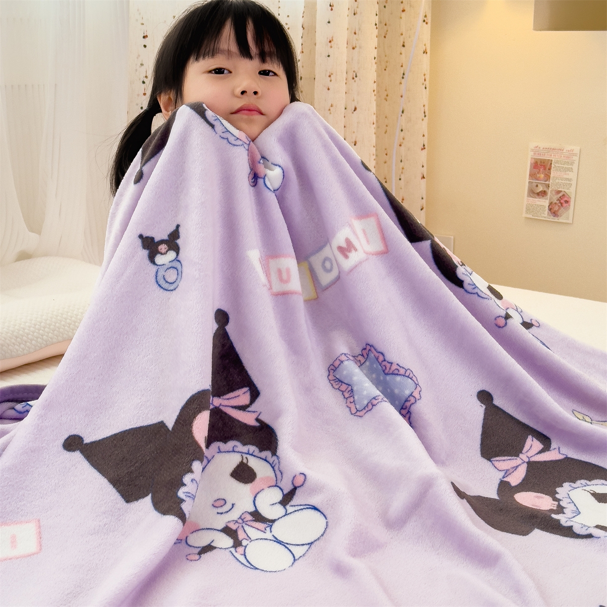 91家纺网 家纺一手货源 找家纺 花满路 2025新款亲肤舒适三丽鸥儿童毯毛毯毯子 酷酷库洛米