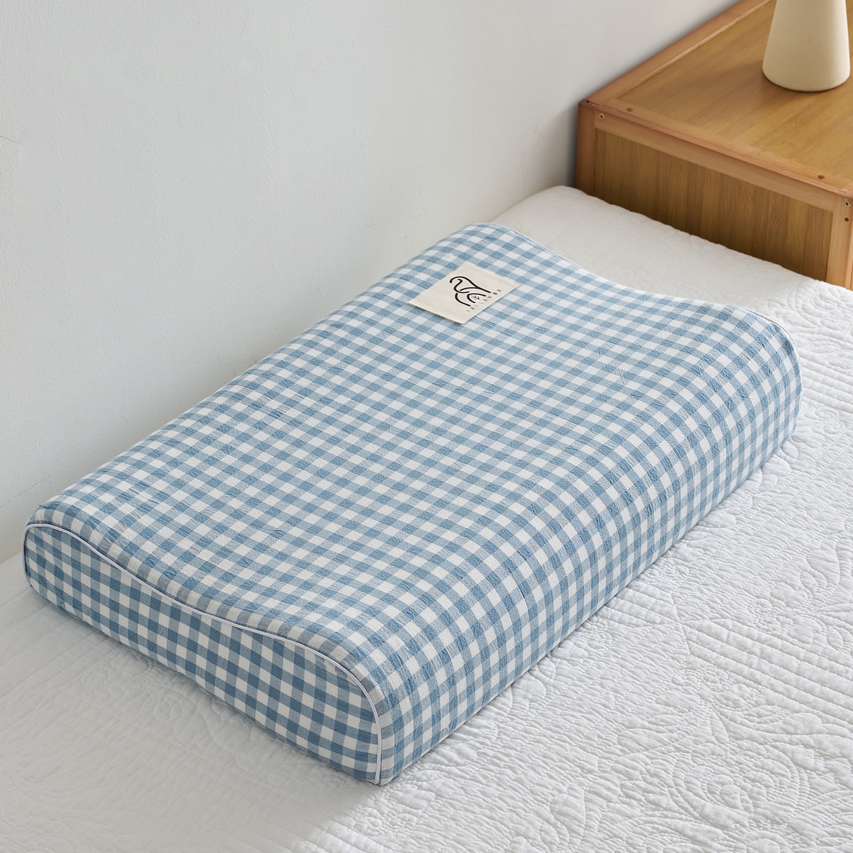 91家纺网 家纺一手货源 找家纺 鼎盛乳胶 2025新款水洗棉学生枕成人枕乳胶枕 浅蓝