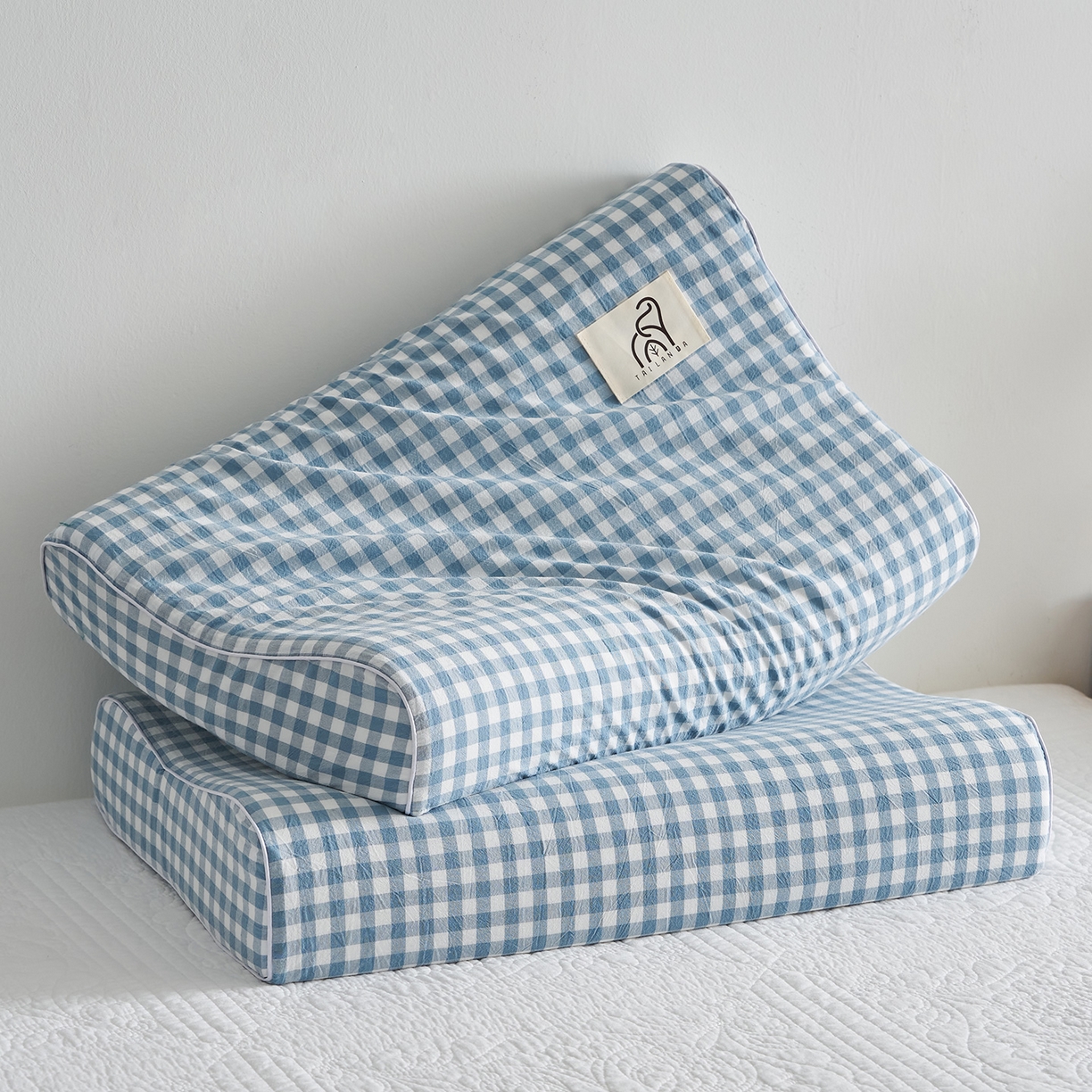 91家纺网 家纺一手货源 找家纺 鼎盛乳胶 2025新款水洗棉学生枕成人枕乳胶枕 浅蓝