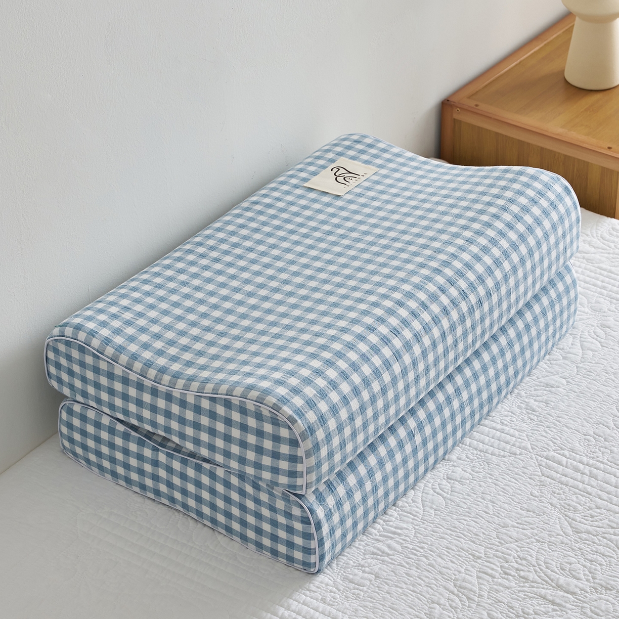 91家纺网 家纺一手货源 找家纺 鼎盛乳胶 2025新款水洗棉学生枕成人枕乳胶枕 浅蓝