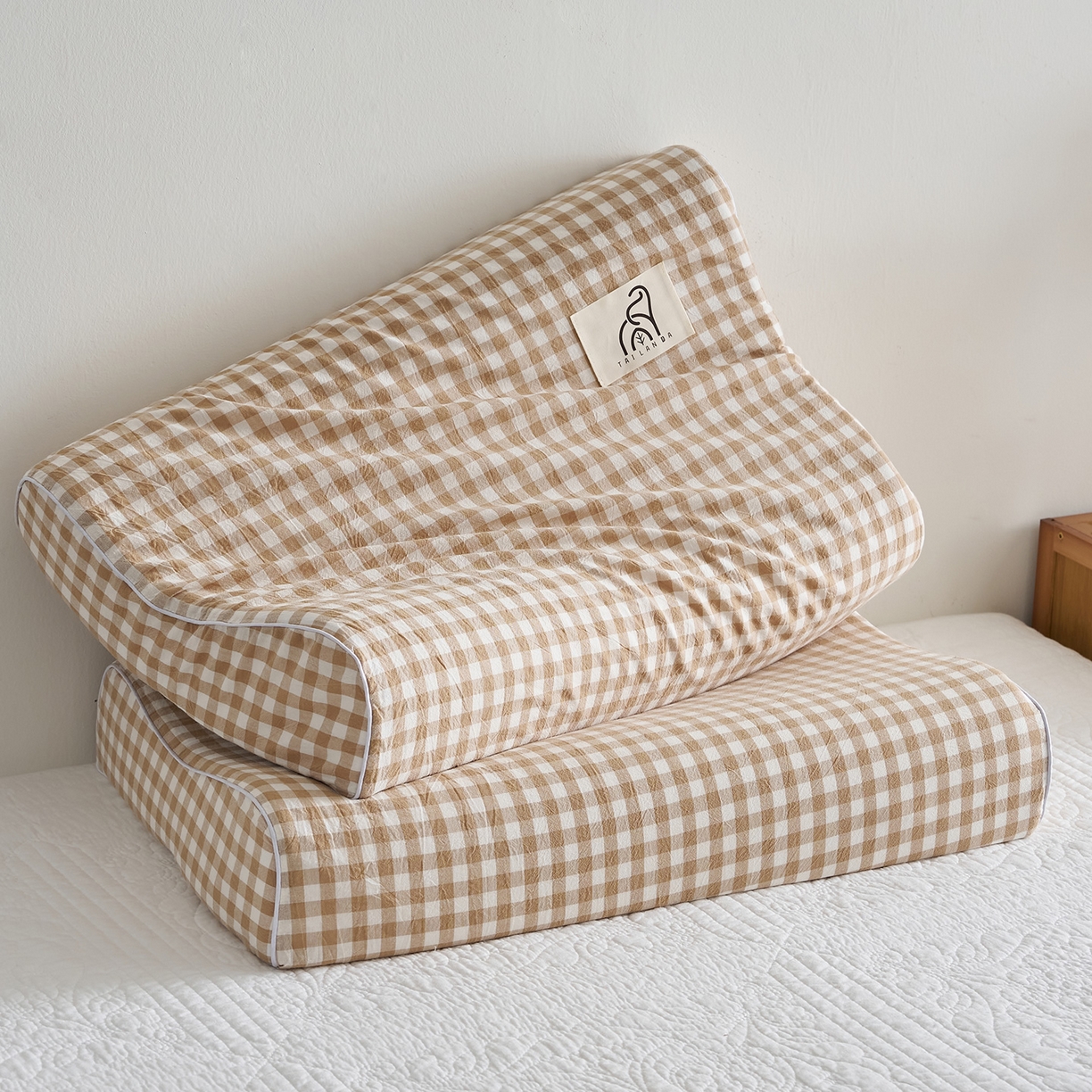 91家纺网 家纺一手货源 找家纺 鼎盛乳胶 2025新款水洗棉学生枕成人枕乳胶枕 咖色