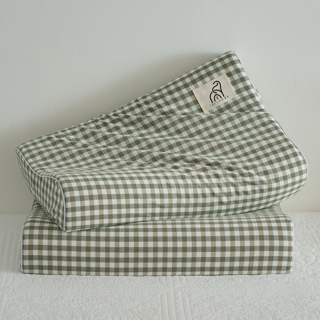 91家纺网 家纺一手货源 找家纺 鼎盛乳胶 2025新款水洗棉学生枕成人枕乳胶枕 绿色