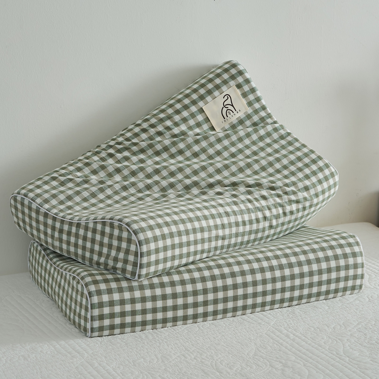 91家纺网 家纺一手货源 找家纺 鼎盛乳胶 2025新款水洗棉学生枕成人枕乳胶枕 绿色