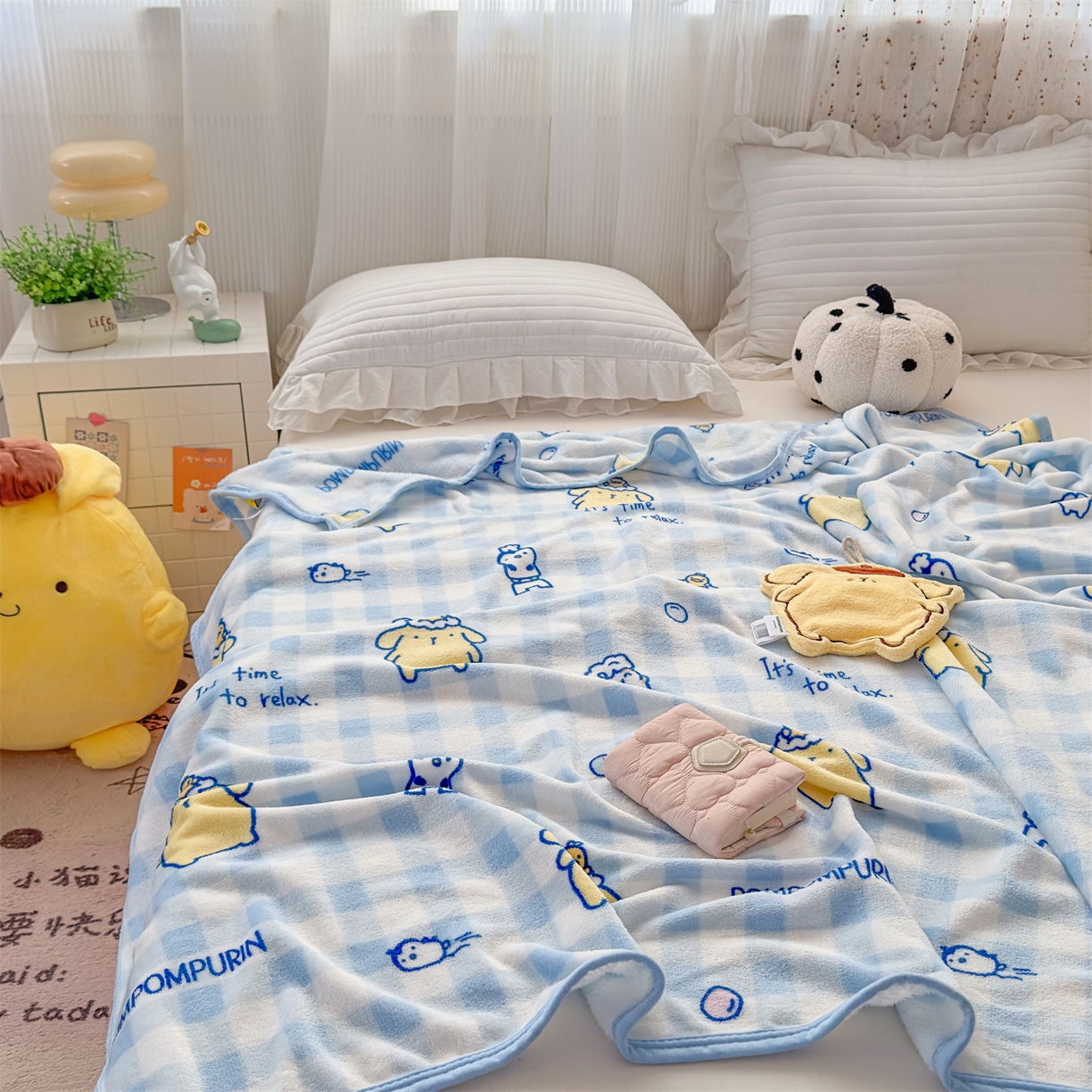 91家纺网 家纺一手货源 找家纺 花满路 2025新款亲肤舒适三丽鸥儿童毯毛毯毯子 蓝格布丁狗