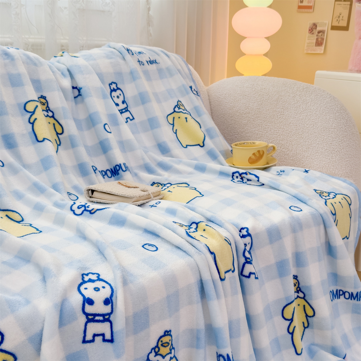 91家纺网 家纺一手货源 找家纺 花满路 2025新款亲肤舒适三丽鸥儿童毯毛毯毯子 蓝格布丁狗