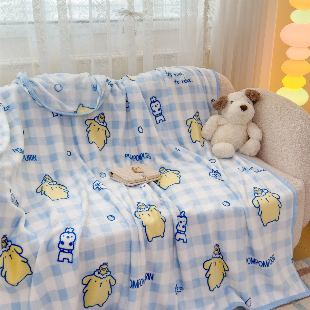 91家纺网 家纺一手货源 找家纺 花满路 2025新款亲肤舒适三丽鸥儿童毯毛毯毯子 蓝格布丁狗