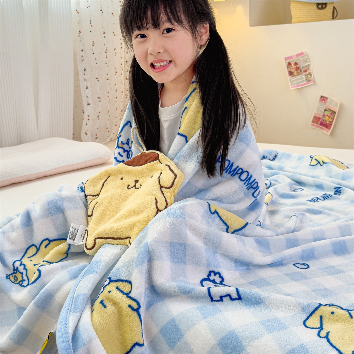 91家纺网 家纺一手货源 找家纺 花满路 2025新款亲肤舒适三丽鸥儿童毯毛毯毯子 蓝格布丁狗