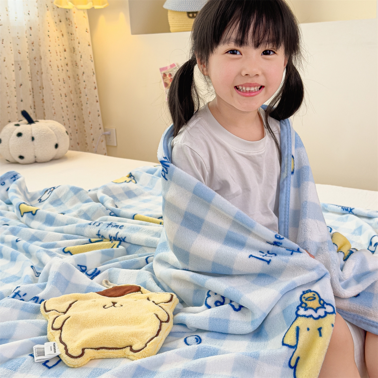 91家纺网 家纺一手货源 找家纺 花满路 2025新款亲肤舒适三丽鸥儿童毯毛毯毯子 蓝格布丁狗