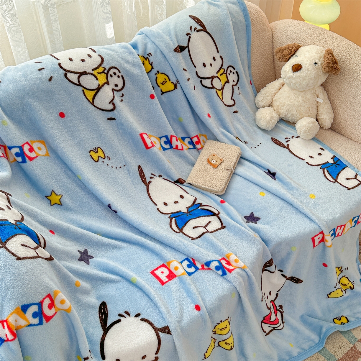 91家纺网 家纺一手货源 找家纺 花满路 2025新款亲肤舒适三丽鸥儿童毯毛毯毯子 萌萌卡帕狗