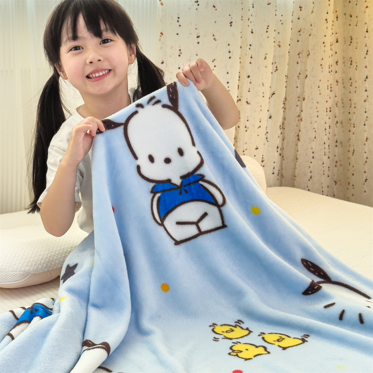91家纺网 家纺一手货源 找家纺 花满路 2025新款亲肤舒适三丽鸥儿童毯毛毯毯子 萌萌卡帕狗