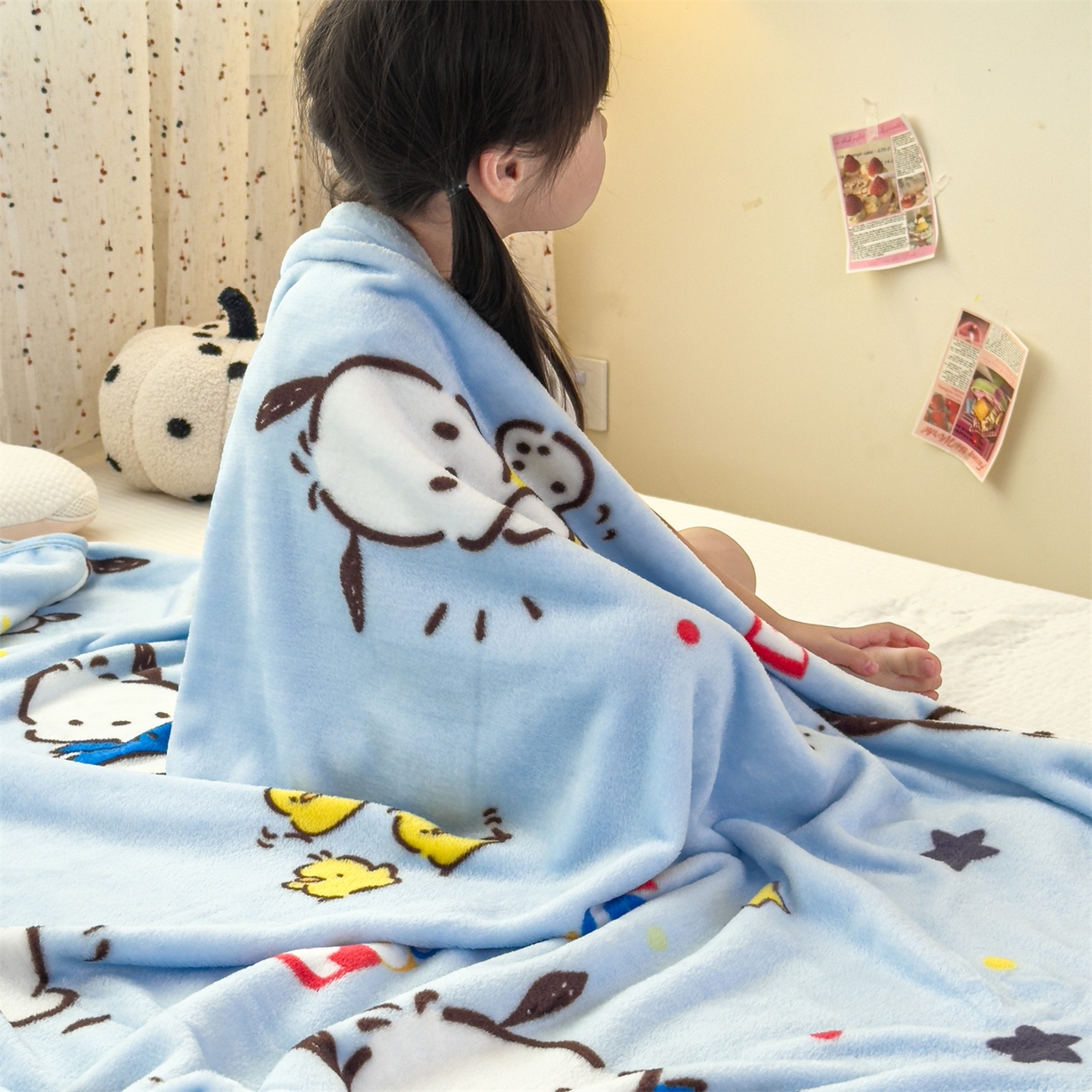 91家纺网 家纺一手货源 找家纺 花满路 2025新款亲肤舒适三丽鸥儿童毯毛毯毯子 萌萌卡帕狗