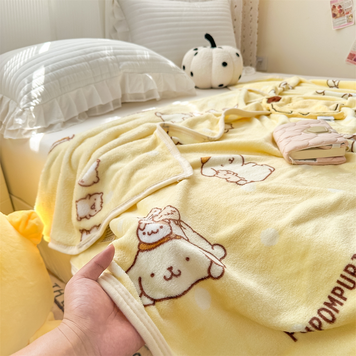 91家纺网 家纺一手货源 找家纺 花满路 2025新款亲肤舒适三丽鸥儿童毯毛毯毯子 俏皮布丁狗