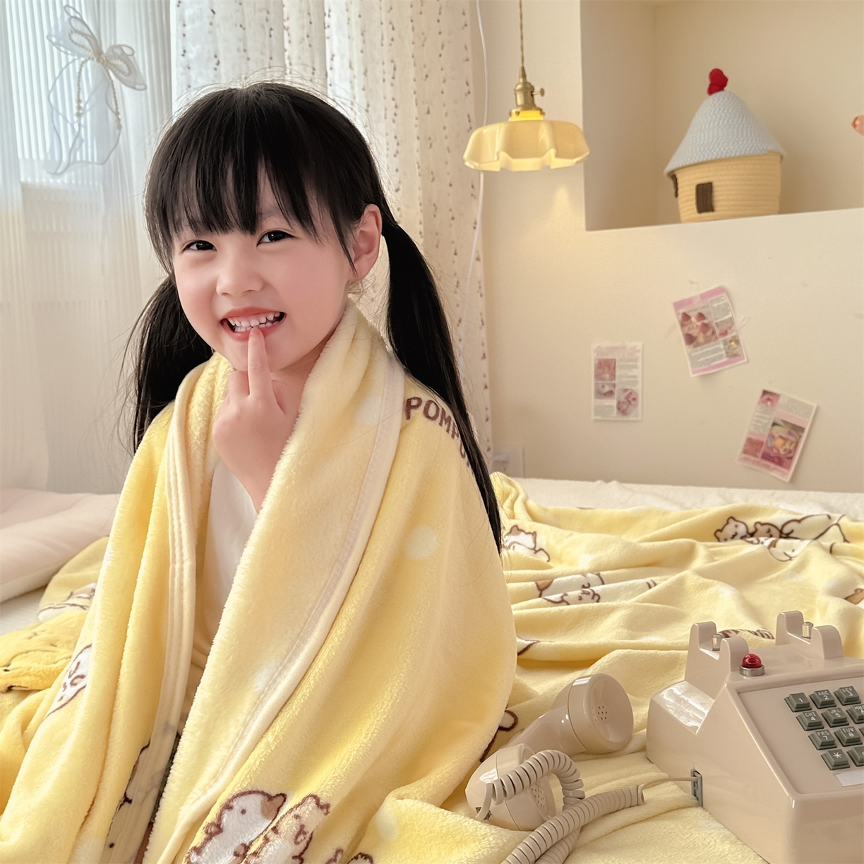 91家纺网 家纺一手货源 找家纺 花满路 2025新款亲肤舒适三丽鸥儿童毯毛毯毯子 俏皮布丁狗