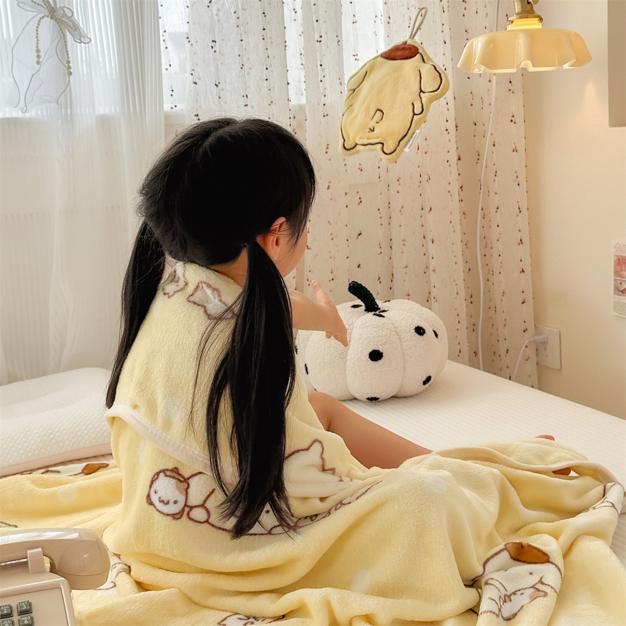 91家纺网 家纺一手货源 找家纺 花满路 2025新款亲肤舒适三丽鸥儿童毯毛毯毯子 俏皮布丁狗