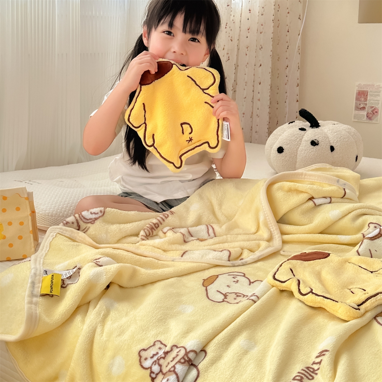 91家纺网 家纺一手货源 找家纺 花满路 2025新款亲肤舒适三丽鸥儿童毯毛毯毯子 俏皮布丁狗