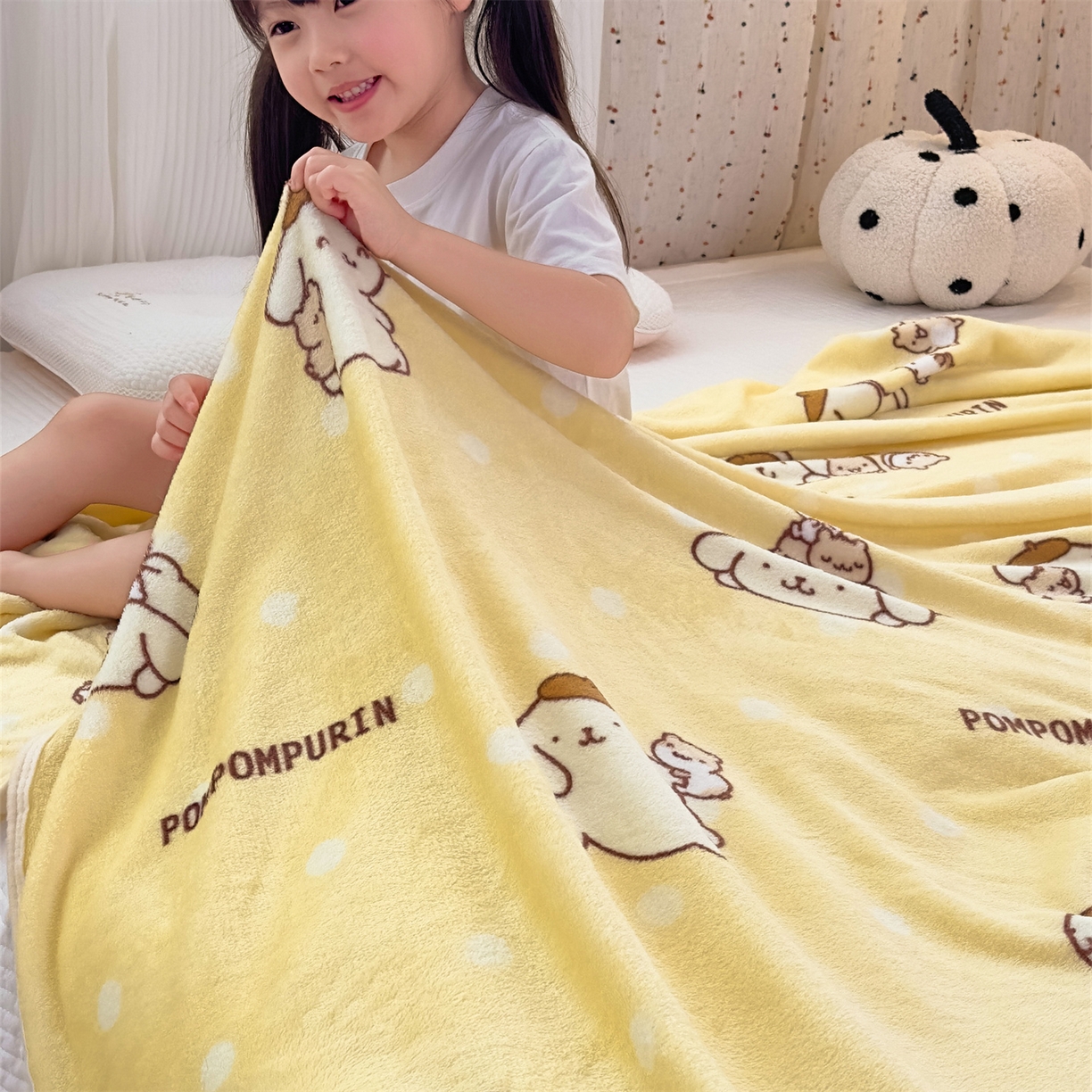 91家纺网 家纺一手货源 找家纺 花满路 2025新款亲肤舒适三丽鸥儿童毯毛毯毯子 俏皮布丁狗