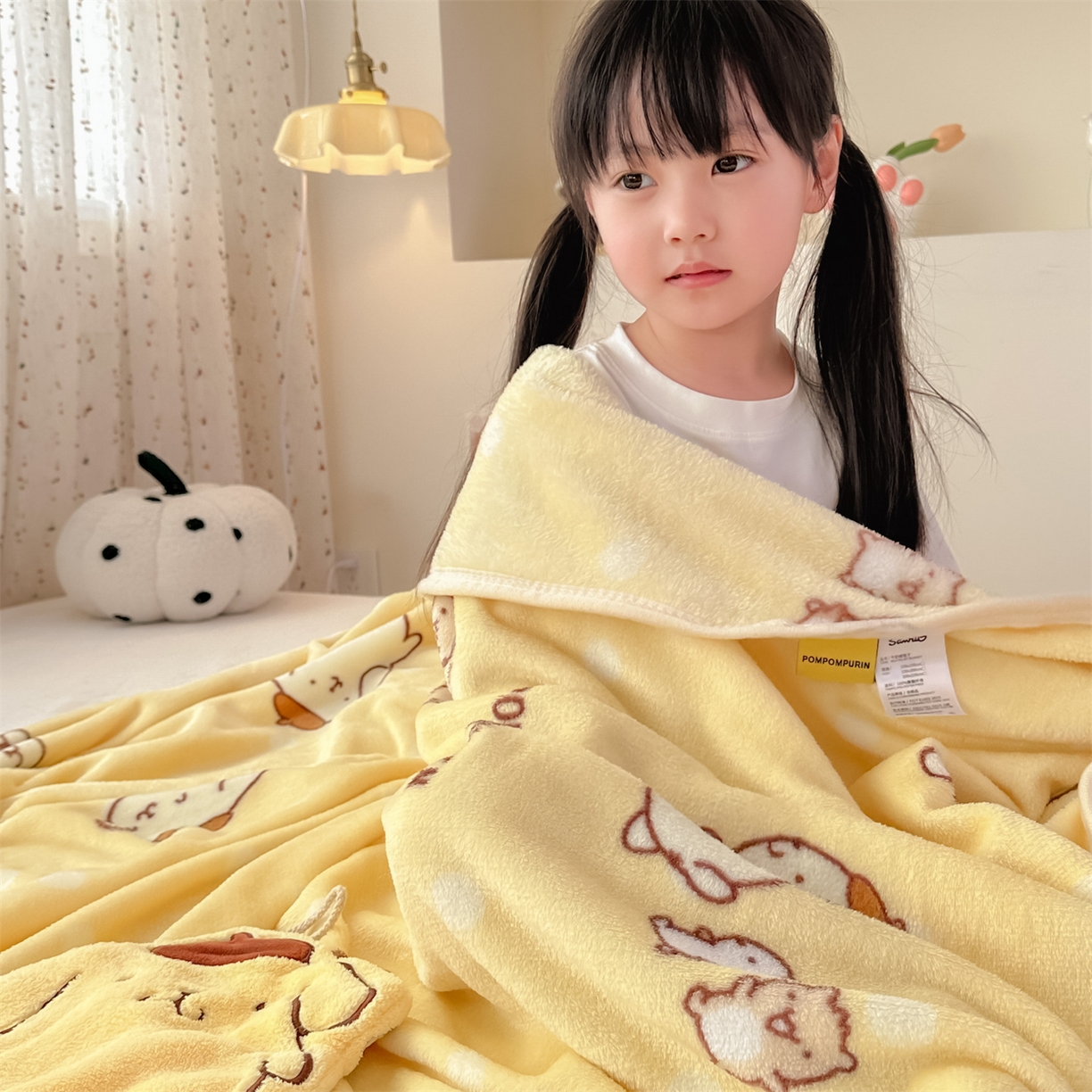 91家纺网 家纺一手货源 找家纺 花满路 2025新款亲肤舒适三丽鸥儿童毯毛毯毯子 俏皮布丁狗