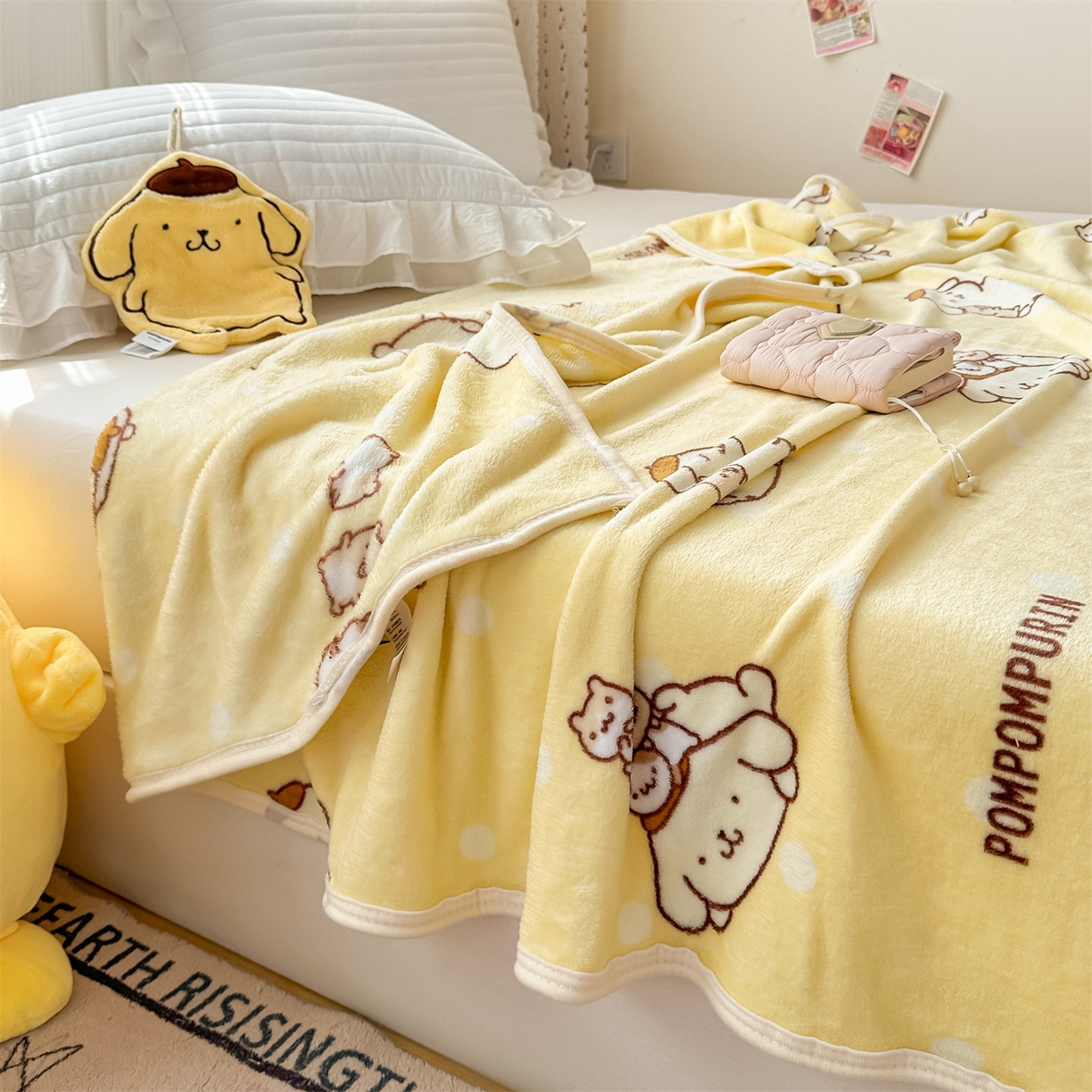 91家纺网 家纺一手货源 找家纺 花满路 2025新款亲肤舒适三丽鸥儿童毯毛毯毯子 俏皮布丁狗