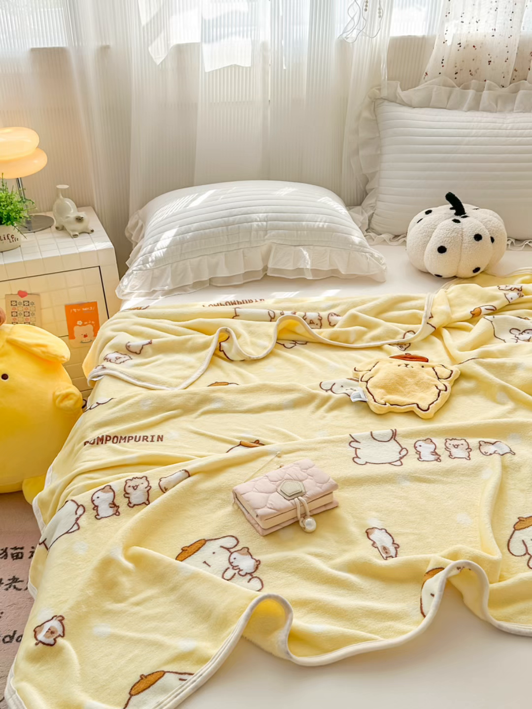 91家纺网 家纺一手货源 找家纺 花满路 2025新款亲肤舒适三丽鸥儿童毯毛毯毯子 俏皮布丁狗