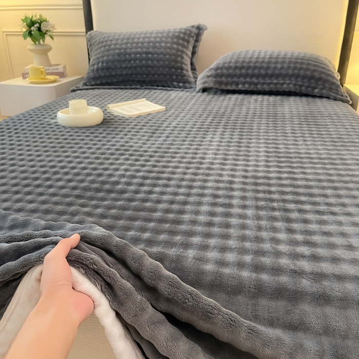 91家纺网 家纺一手货源 找家纺 宅部落 2025新款加厚牛奶绒泡泡绒单床单床单单品床单单件 深灰