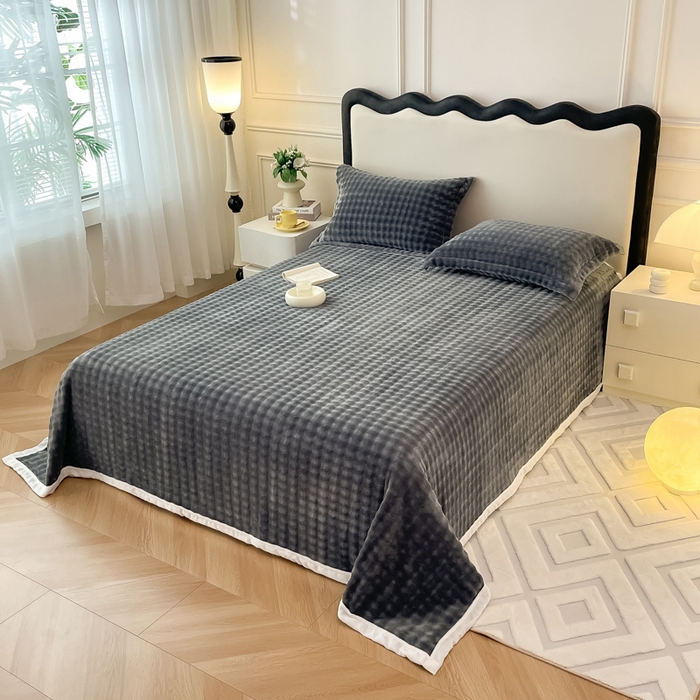 91家纺网 家纺一手货源 找家纺 宅部落 2025新款加厚牛奶绒泡泡绒单床单床单单品床单单件 深灰