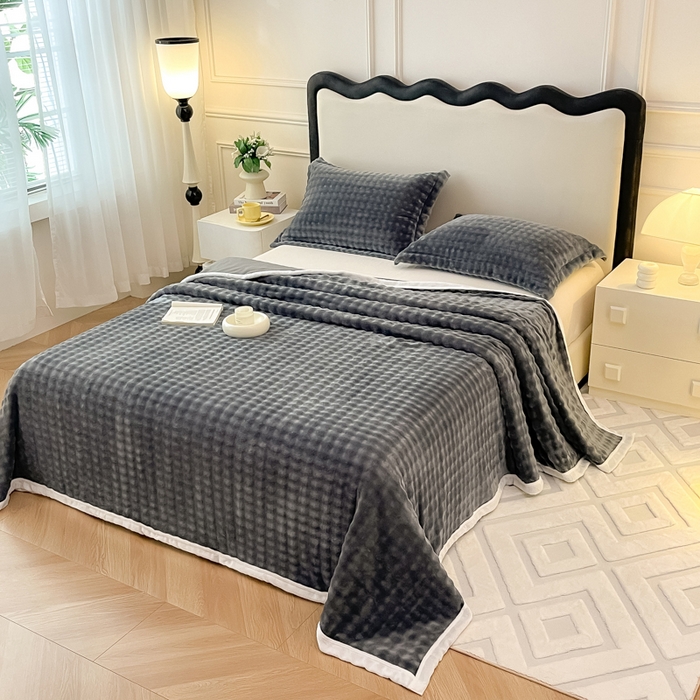 91家纺网 家纺一手货源 找家纺 宅部落 2025新款加厚牛奶绒泡泡绒单床单床单单品床单单件 深灰