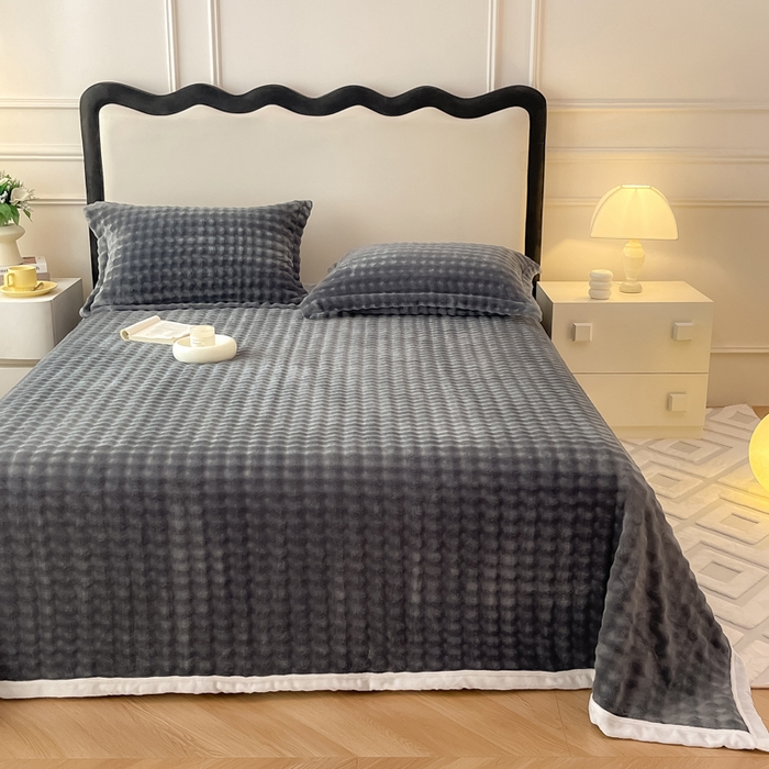 91家纺网 家纺一手货源 找家纺 宅部落 2025新款加厚牛奶绒泡泡绒单床单床单单品床单单件 深灰