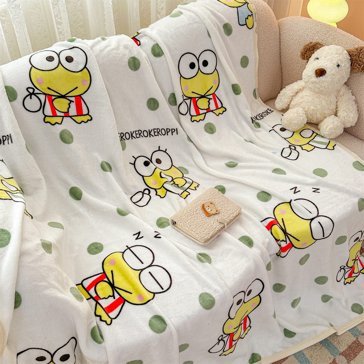 91家纺网 家纺一手货源 找家纺 花满路 2025新款亲肤舒适三丽鸥儿童毯毛毯毯子 球球大眼蛙