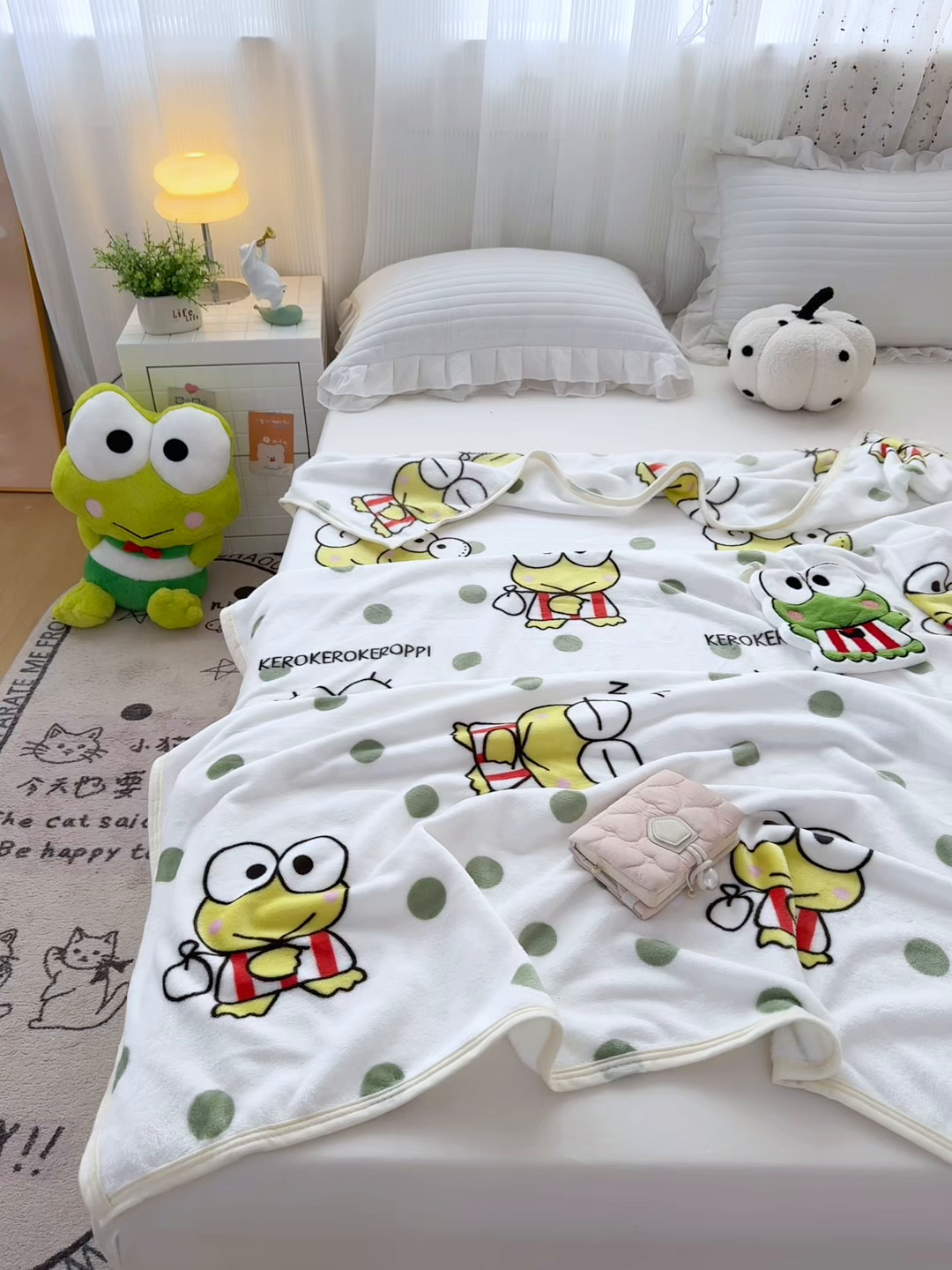 91家纺网 家纺一手货源 找家纺 花满路 2025新款亲肤舒适三丽鸥儿童毯毛毯毯子 球球大眼蛙