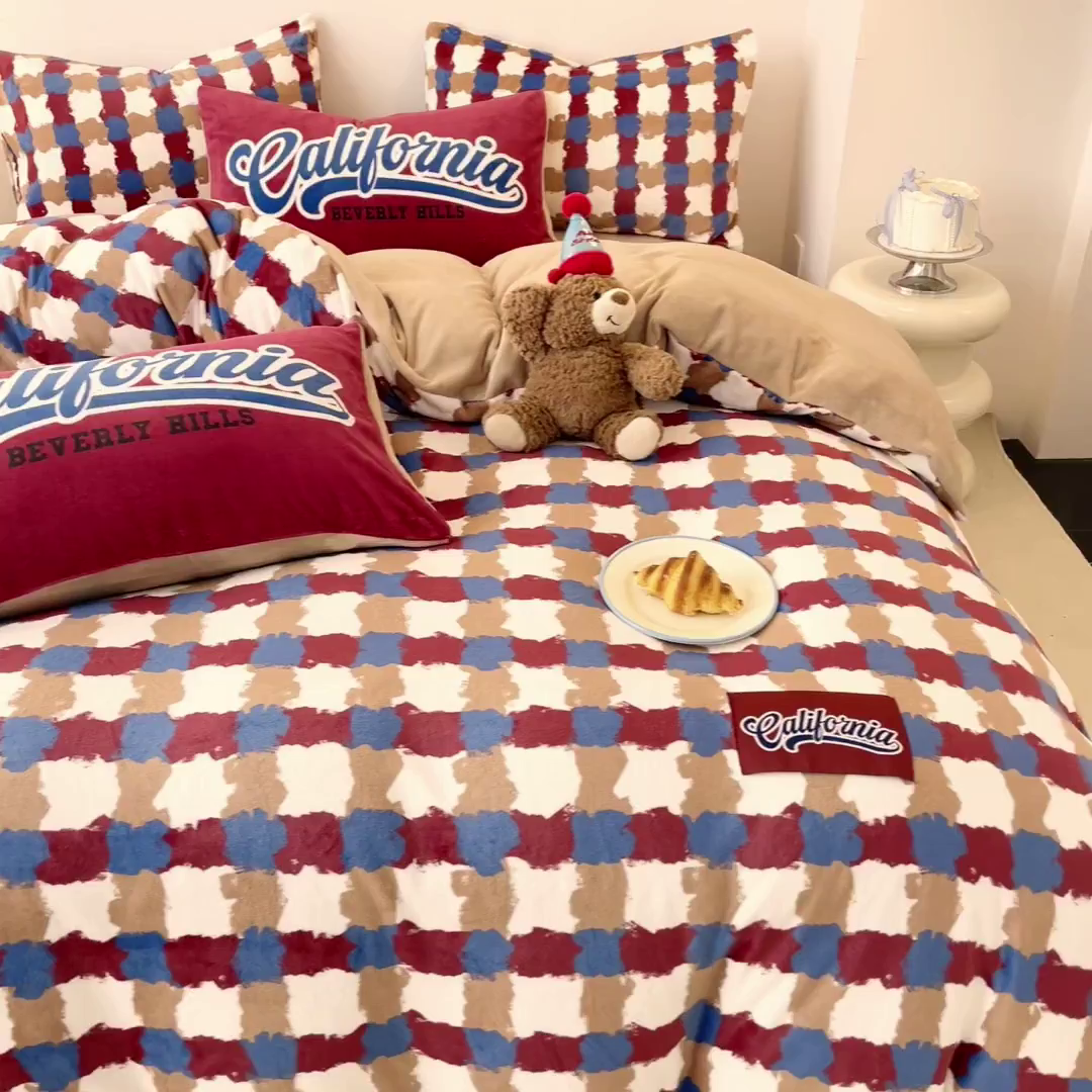 91家纺网 家纺一手货源 找家纺 （总）如一 2025新款美式复古风数码织标牛奶绒四件套