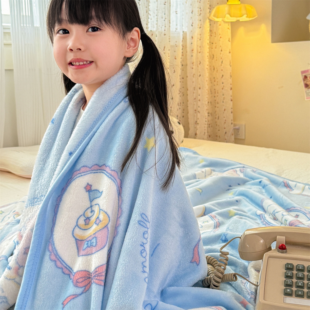 91家纺网 家纺一手货源 找家纺 花满路 2025新款亲肤舒适三丽鸥儿童毯毛毯毯子 圈圈大耳狗