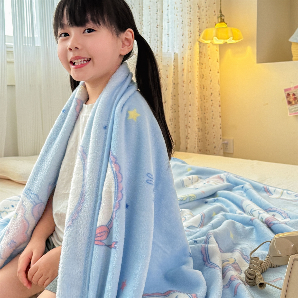 91家纺网 家纺一手货源 找家纺 花满路 2025新款亲肤舒适三丽鸥儿童毯毛毯毯子 圈圈大耳狗